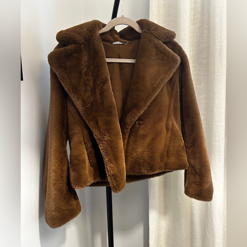 Vince Brown Faux Fur Jacket